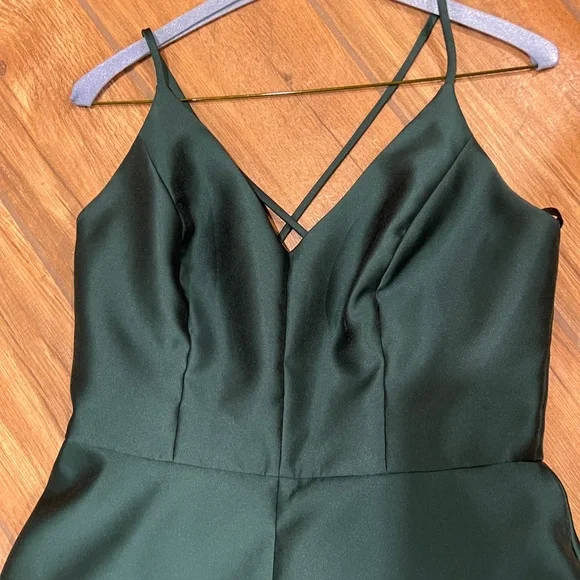 Alfred Sung Prom Formal Dress Criss Cross Back Strap Hunter Green size 8 10 EUC - Picture 3 of 7